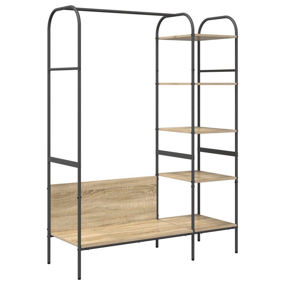 vidaXL Umeraș pentru haine cu rafturi Stejar Sonoma 120x44x160 cm Lemn prelucrat