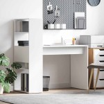 vidaXL Birou cu raft cu depozitare Alb 113 x 54 x 120 cm Lemn compozit