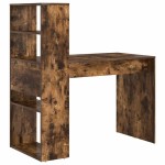 vidaXL Birou cu raft Stejar fumuriu 113 x 54 x 120 cm Lemn compozit