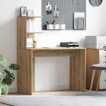 vidaXL Birou cu raft stejar artizanal 102 x 50 x 124 cm Lemn compozit vidaXL Birou cu raft stejar artizanal 102 x 50 x 124 cm Lemn compozit
