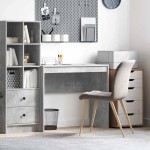 vidaXL Masă de Scris Gri Beton MDF cu finisaj gri beton 90 x 40 x 76 cm