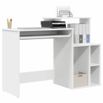vidaXL Birou cu sertar cu raft Alb 120,5 x 44 x 88,5 cm Lemn compozit