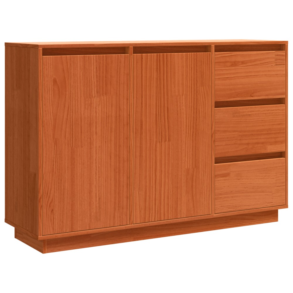 vidaXL Bufet cu sertar cu depozitare cu ușă Maro 111 x 34 x 75 cm Lemn masiv de pin