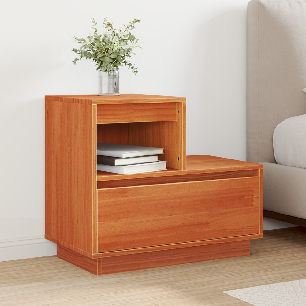 vidaXL Dulap de noapte Maro ceruit 60 x 34 x 51 cm Lemn masiv de pin