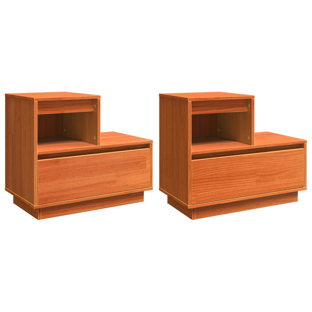 vidaXL Dulap de noapte cu sertar 2 pcs Maro ceruit 60 x 34 x 51 cm