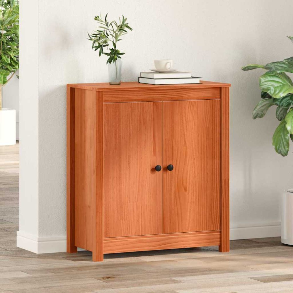 vidaXL Bufet cu depozitare cu ușă Maro 70 x 35 x 80 cm Lemn de brad solid