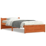 vidaXL Cadru de pat cu headboard Maroniu cerat 205.5 x 95.5 x 51 cm