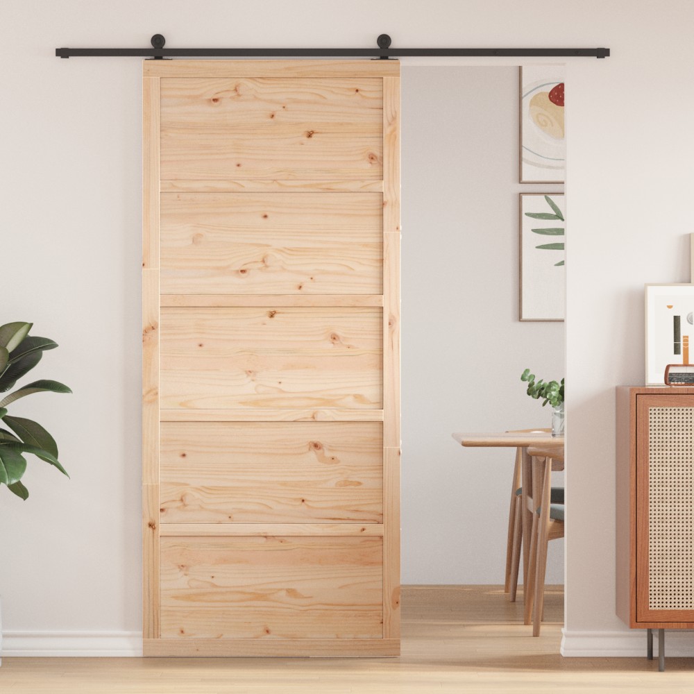 vidaXL Ușă din Pin Solid Lemn Deschis Lemn de Pin 90 x 2.5 x 208 cm
