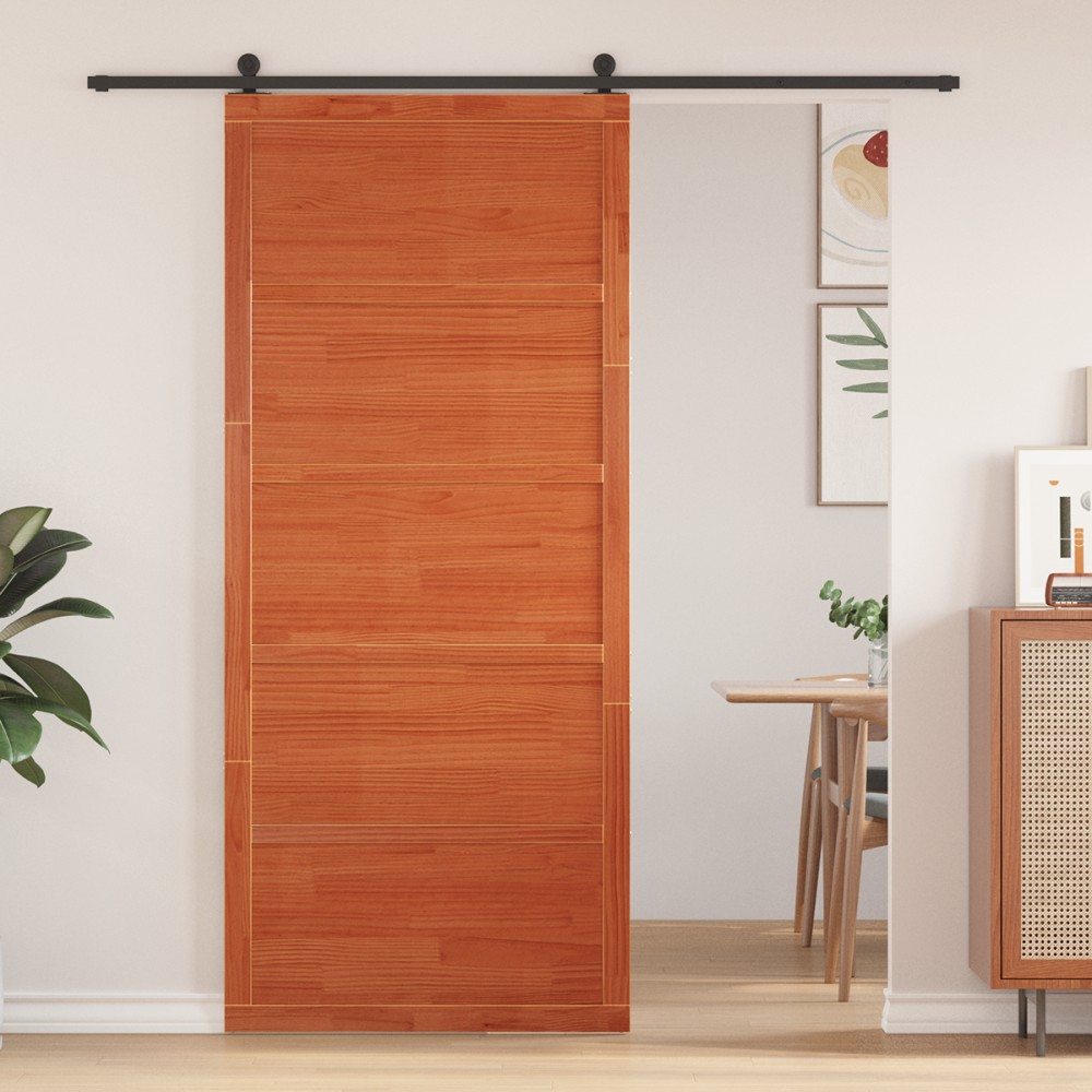 vidaXL Ușă de hambar Maro cerat 80x208 cm Lemn solid de pin
