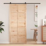 vidaXL Ușă hambar Maro 90 x 210 cm Lemn masiv de pin vidaXL Ușă hambar Maro 90 x 210 cm Lemn masiv de pin