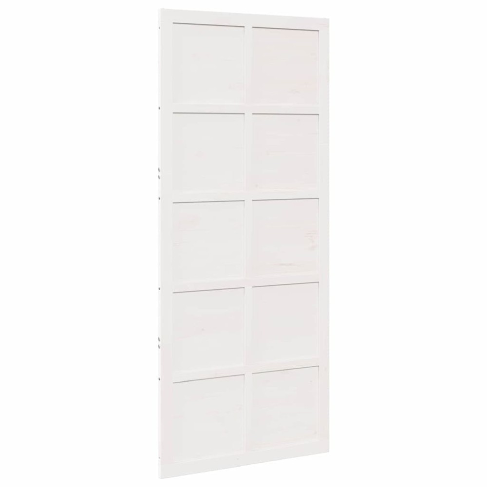 vidaXL Ușă hambar Alb 90 x 210 cm Lemn masiv de pin