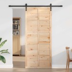 vidaXL Ușă hambar Maro 80 x 210 cm Lemn masiv de pin vidaXL Ușă hambar Maro 80 x 210 cm Lemn masiv de pin