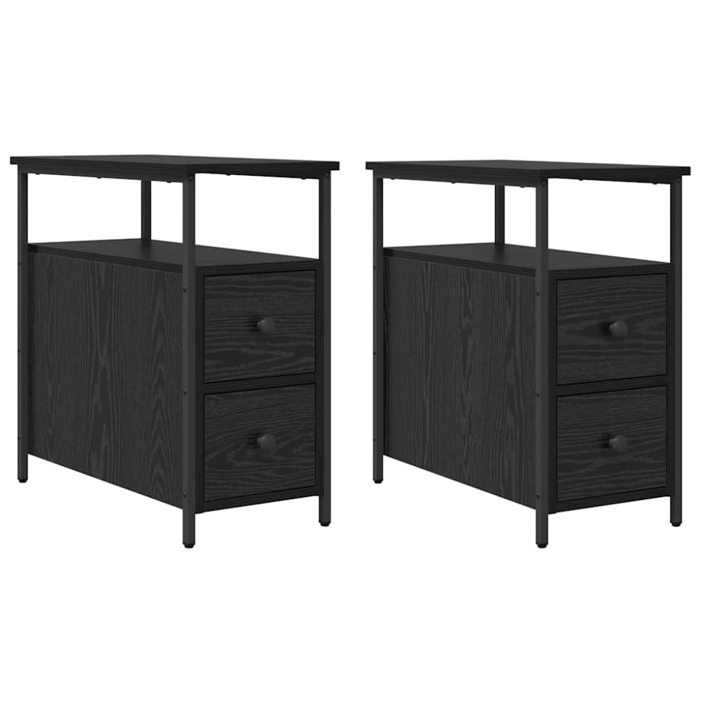 vidaXL Dulap de noapte cu sertar 2 pcs Stejar negru 30 x 60 x 60 cm