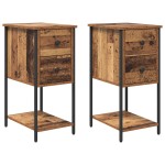 vidaXL Dulap de noapte cu sertar 2 pcs Lemn vechi 32 x 42 x 70 cm vidaXL Dulap de noapte cu sertar 2 pcs Lemn vechi 32 x 42 x 70 cm