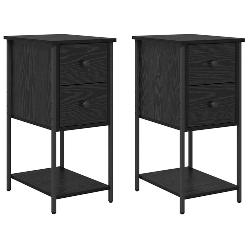 vidaXL Dulap de noapte cu sertar 2 pcs Stejar negru 32 x 42 x 70 cm