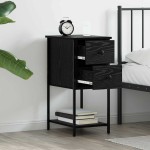 vidaXL Dulap de noapte cu sertar 2 pcs Stejar negru 32 x 42 x 70 cm vidaXL Dulap de noapte cu sertar 2 pcs Stejar negru 32 x 42 x 70 cm
