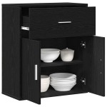 vidaXL Bufet cu sertar cu raft cu depozitare cu ușă Stejar negru 60 x 31 x 70 cm Lemn compozit