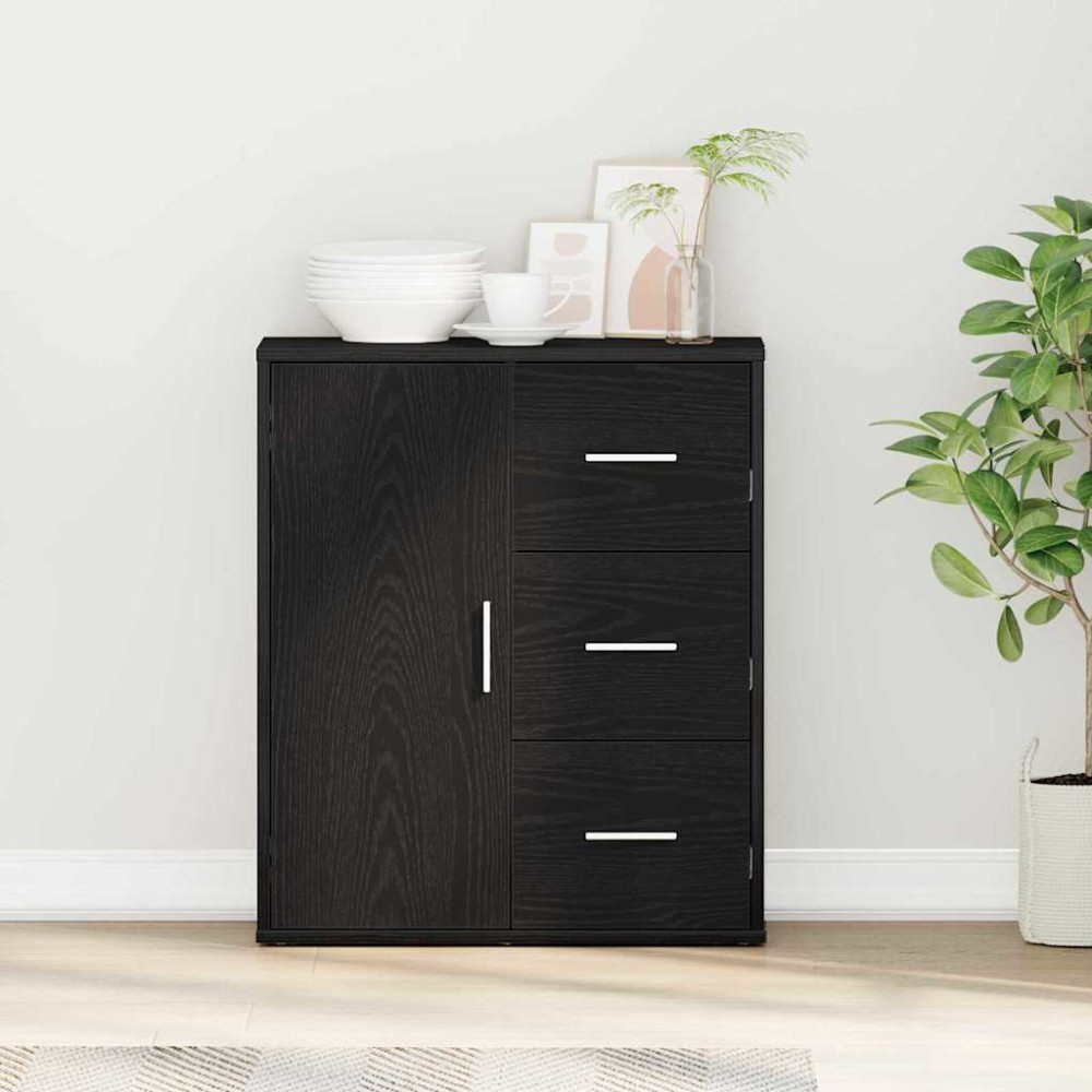 vidaXL Bufet cu sertar cu raft cu depozitare cu ușă Stejar negru 60 x 31 x 70 cm Lemn compozit