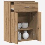 vidaXL Bufet cu sertar cu raft stejar artizanal 79 x 38 x 80 cm Lemn compozit vidaXL Bufet cu sertar cu raft stejar artizanal 79 x 38 x 80 cm Lemn compozit