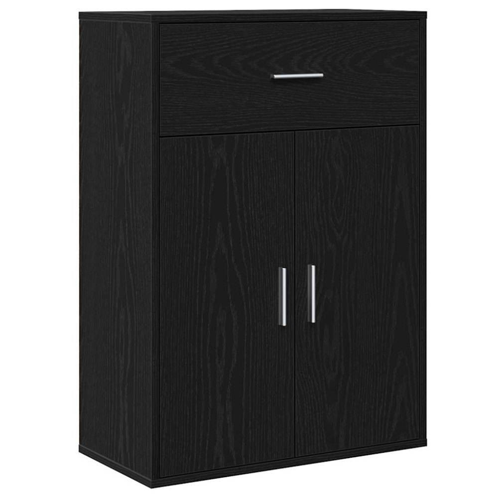 vidaXL Bufet cu sertar cu raft cu depozitare cu ușă Stejar negru 79 x 38 x 80 cm Lemn compozit