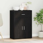 vidaXL Bufet cu sertar cu raft cu depozitare cu ușă Stejar negru 79 x 38 x 80 cm Lemn compozit