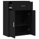 vidaXL Bufet cu sertar cu raft cu depozitare cu ușă Stejar negru 79 x 38 x 80 cm Lemn compozit