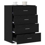 vidaXL Bufet cu sertar cu depozitare Stejar negru 60 x 39 x 80 cm Lemn compozit