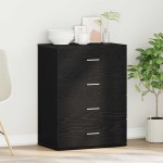 vidaXL Bufet cu sertar cu depozitare Stejar negru 60 x 39 x 80 cm Lemn compozit
