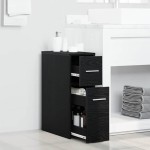 vidaXL Set de mobilier pentru baie Stejar Negru 22 x 44 x 61.5 cm