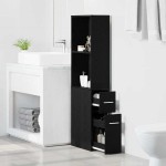 vidaXL Set de mobilier pentru baie Stejar Negru 22 x 41 x 135 cm
