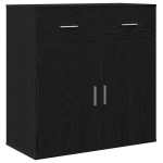 vidaXL Bufet cu sertar cu raft cu depozitare cu ușă Stejar negru 79 x 38 x 80 cm Lemn compozit