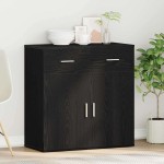vidaXL Bufet cu sertar cu raft cu depozitare cu ușă Stejar negru 79 x 38 x 80 cm Lemn compozit