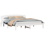 vidaXL Cadru de pat cu headboard Alb 180 x 200 cm Lemn de pin masiv