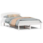 vidaXL Cadru de pat cu headboard Alb 120 x 190 cm Lemn de pin masiv