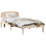 vidaXL Cadru de pat cu headboard natural 90 x 200 cm Lemn de pin masiv