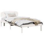vidaXL Cadru de pat cu headboard Alb 90 x 200 cm Lemn de pin masiv