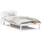 vidaXL Cadru de pat cu headboard Alb 90 x 200 cm Lemn de pin masiv