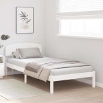 vidaXL Cadru de pat cu headboard Alb 90 x 190 cm Lemn de pin masiv