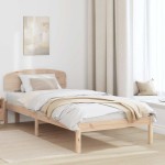 vidaXL Cadru de pat cu headboard natural 75 x 190 cm Lemn de pin masiv