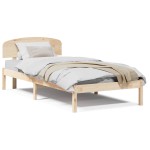 vidaXL Cadru de pat cu headboard natural 75 x 190 cm Lemn de pin masiv