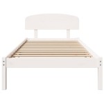 vidaXL Cadru de pat cu headboard Alb 75 x 190 cm Lemn de pin masiv
