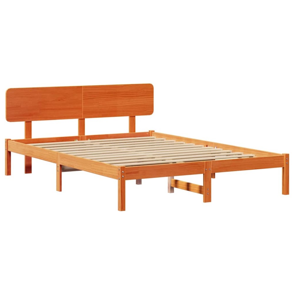 vidaXL Cadru de pat cu headboard Maro ceruit 206.5 x 165.5 x 74 cm