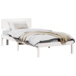 vidaXL Cadru de pat cu headboard Alb 75 x 190 cm Lemn masiv de pin vidaXL Cadru de pat cu headboard Alb 75 x 190 cm Lemn masiv de pin