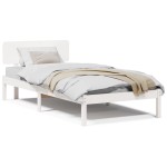 vidaXL Cadru de pat cu headboard Alb 75 x 190 cm Lemn masiv de pin vidaXL Cadru de pat cu headboard Alb 75 x 190 cm Lemn masiv de pin