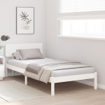 vidaXL Cadru de pat cu headboard Alb 75 x 190 cm Lemn masiv de pin vidaXL Cadru de pat cu headboard Alb 75 x 190 cm Lemn masiv de pin