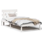 vidaXL Cadru de pat cu headboard Alb 90 x 200 cm Lemn masiv de pin