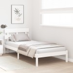 vidaXL Cadru de pat cu headboard Alb 90 x 200 cm Lemn masiv de pin