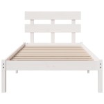 vidaXL Cadru de pat cu headboard Alb 90 x 200 cm Lemn masiv de pin