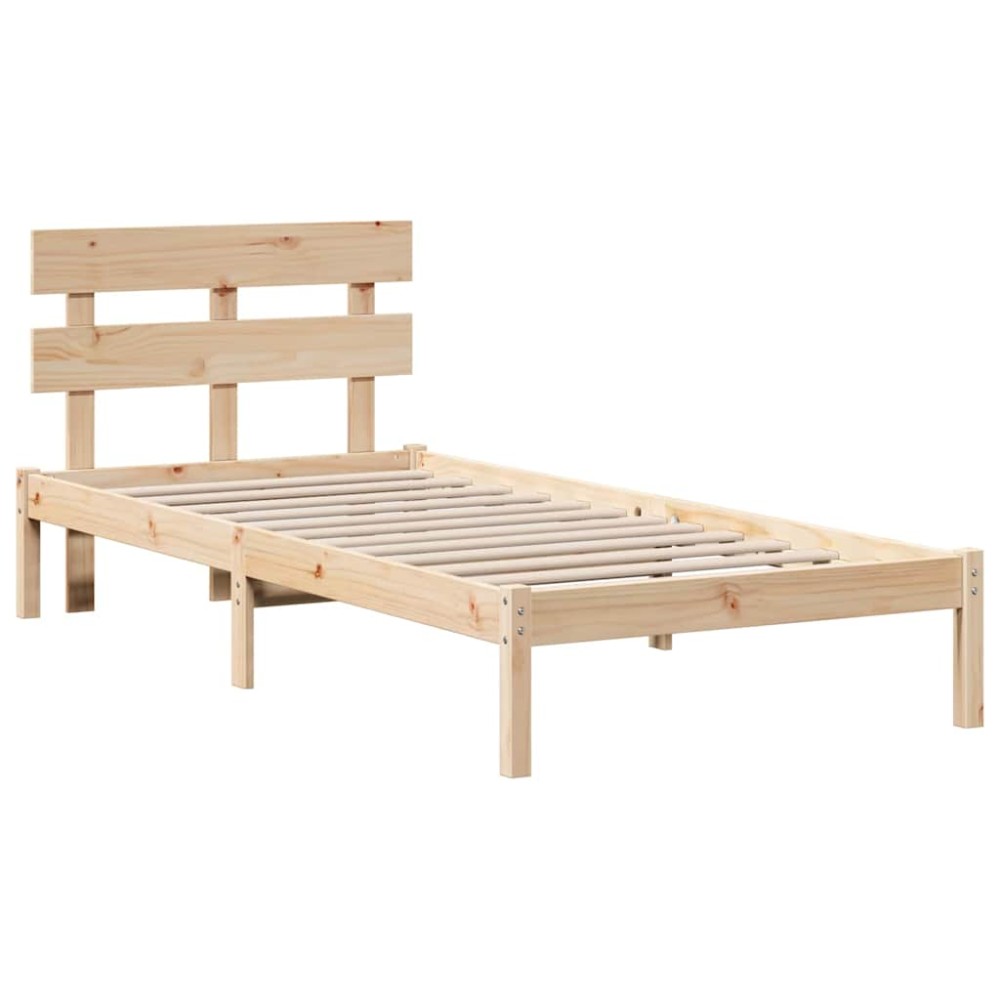 vidaXL Cadru de pat cu headboard Maro 100 x 200 cm Lemn masiv de pin
