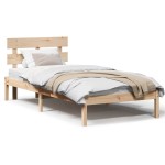 vidaXL Cadru de pat cu headboard Maro 100 x 200 cm Lemn masiv de pin vidaXL Cadru de pat cu headboard Maro 100 x 200 cm Lemn masiv de pin